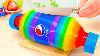 Satisfying Make Pepsi Rainbow Jelly in Mini Kitchen - Mini Yummy Sweet Miniature Fruit Jelly Recipe