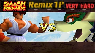 Smash Remix - Classic Mode Remix 1P Gameplay with BETA Ryu (VERY HARD)