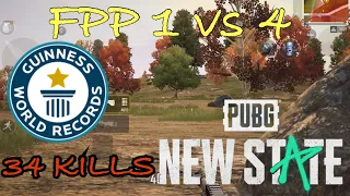 'NEW' World Kill Record in FPP 1 vs 4 Pubg New State | StarryPubg