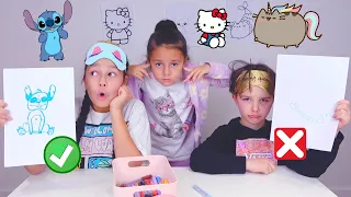 TELEPATIA RYSUNEK CHALLENGE z SIOSTRĄ i JANKIEM! Stich, Pusheen, Hello Kitty