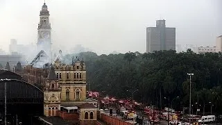 Brazil railway station blaze kills firefighter in Sao Paulo