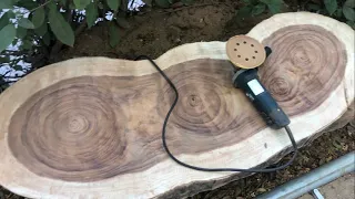 CEPILLAR Y PULIR MADERA CON SOLO EL ESMERIL // RODAJA !!!|| AMAZING diy wood !!!