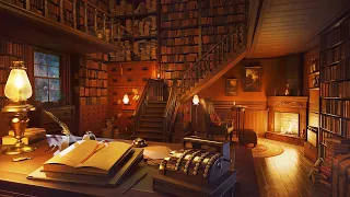 Cozy Bookstore Retreat - Rainy Night with Fireplace & Rain Sounds for Peaceful Relaxation