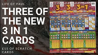 New £5 lottery scratch cards. Reviewed in this video are £15 of the new 3 in 1 Lotto Scratch Tickets