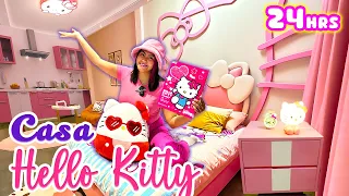 🏡 Viviendo en LA CASA DE HELLO KITTY por 24 HORAS 🎀 El depa Más Coquette 💕| RENTANDO CASITAS