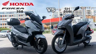 Honda Forza 350 2021 vs Honda SH 350i 2021 Side By Side All Angles, first look