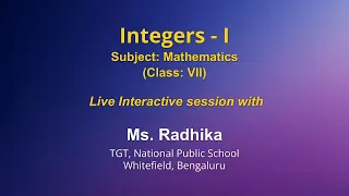 Live Interaction on PMeVIDYA : Integers - I