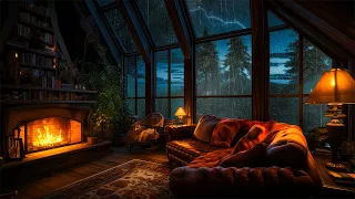 Cozy Rain on Window | Thunderstorm with Lightning | Heavy Rain Sounds for Sleeping for Study