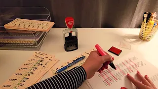 ASMR Office Sounds - Receiving Paper Time Cards - Sorting, Stamping, Writing - No Talking
