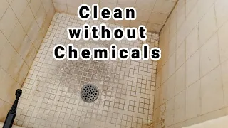 Watch STEAM CLEANER blast away SHOWER soap scum!!