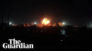 Explosion lights up sky in Rafah during heavy bombardment