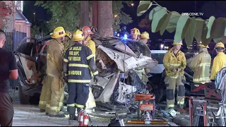 Car Demolished In Horrific Double Fatal Crash | North Hollywood