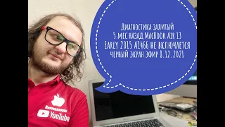 Диагностика не включается черный экран был залит MacBook Air 13 Early 2015 A1466 эфир 8.12.2021