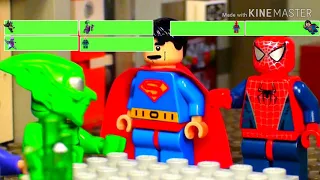 The Lego Batman, Spiderman, & Superman Movie Final Battle with healthbars