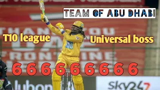 T10 league chris Gayle 22balls 84 runs