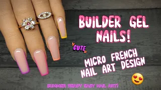 BUILDER GEL NAILS! | EASY, SIMPLE MICRO FRENCH DESIGN | MADAM GLAM