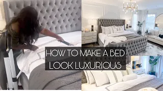 HOW TO MAKE YOUR BED LOOK LUXURIOUS FOR LESS | Bedroom decorating ideas ✨