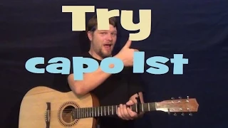 Try (Colbie Caillat) Easy Guitar Lesson How to Play Tutorial Strum Fingerstyle