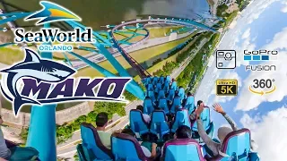 VR 360 Mako Roller Coaster On Ride Front and Back Row Ultra HD 5K POV with Queue SeaWorld Orlando