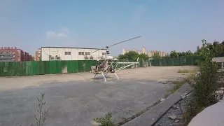 Get ready to fly! Full RPM running with blades!  Two seater helicopter project part10