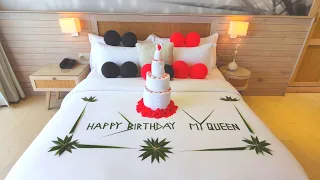 Towel Folding Birthday Cake || Birthday Decorations Ideas at home | how to make towel cake | AR LOVE