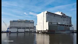 NORWEGIAN BLISS | first look & float out 2nd mega block at shipyard MEYER WERFT | 4K-Quality-Video