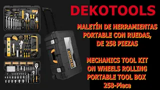 Maletin de herramientas 258 piezas Deko Dekotools. Portatil con ruedas. Presentacion, unboxing