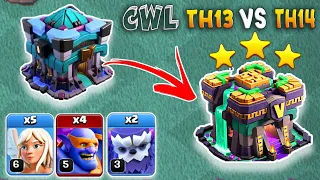 TH13 vs TH14 Max 3 Star CWL Attack | Th13 vs Th14 Attack | Best Th13 Attack Strategy In COC