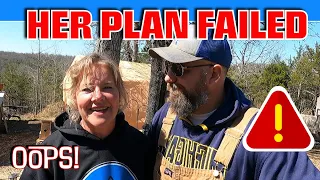 HER PLAN FAILED! DIY Cattle Panel Chicken Tractor tiny house, homesteading sawmill tiny cabin