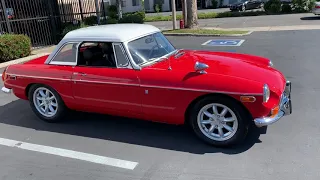 1970 MGB ROADSTER. RED WITH BLACK TRIM. WHITE FACTORY BMC HARDTOP