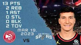 Bogdan Bogdanovic NBA HAWKS vs SPURS Regular season Gameplay Possessions - 19-03-2023