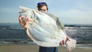 A GIANT FLUKE FROM SHORE - Max's PB Flounder - Fishing the Single Jig 2024!