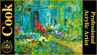 How to Paint an Old House and Garden with a Palette Knife Acrylics | with Ginger Cook