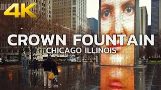 CHICAGO - Crown Fountain in Millennium Park, Downtown Chicago, Illinois, USA, Travel, 4K UHD