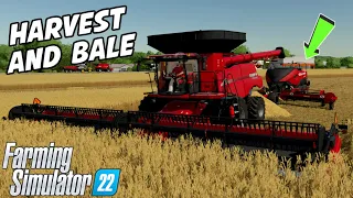 How To Harvest And Bale In One Pass | Farming Simulator 22