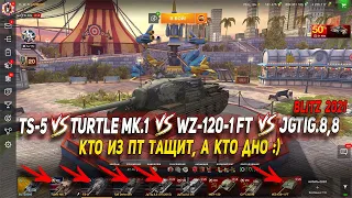 TS-5 vs Turtle Mk.1 vs WZ-120-1 FT vs JgTig.8,8 в Wot Blitz | D_W_S