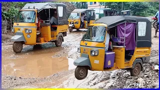 Crazy AutoRickshaw 3 Wheeler Vs. Passengers on Mud Roads | Tuk Tuk Auto Videos | Crazy AutoWala