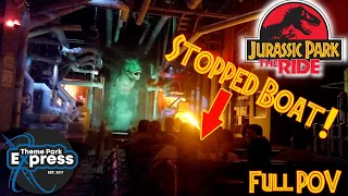 What Happens When Two Boats Cascade At The Final Drop? Jurassic Park River Adventure Full Ride POV!