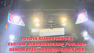 custom biled headlamp foglamp kijang innova dan Demon eyes matrix Drl softled RGB Shroud matrix RGB