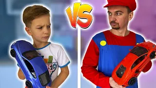 Mark and Super Mario argue over who has the best cars