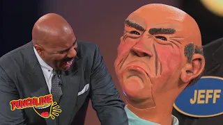 FAMOUS Ventriloquist Jeff Dunham & His Puppet Walter Take On Celebrity Family Feud With STEVE HARVEY