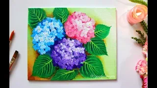 STEP by STEP Hydrangea Flower Painting for Beginners using Easy Techniques