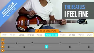 How To Play "I Feel Fine" - Bass Lesson With Tabs (The Beatles)