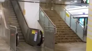 Subway station flooded due to heavy rain in SW china