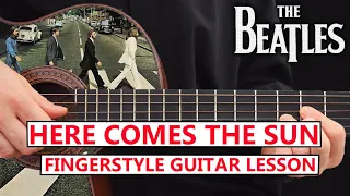 Here Comes The Sun - THE BEATLES - Guitar Fingerstyle Lesson Step by Step