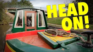 HEAD-ON! Speeding narrowboat aiming straight at us! Ep. 128.