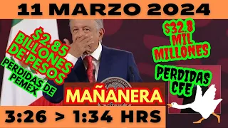 💩🐣 Conferencia de prensa matutina *Lunes 11 de marzo 2024* Presidente AMLO de 3:26 a 1:34.