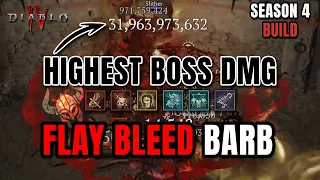 HIGHEST BOSS DMG IN D4? Flay Bleed Barb 132 PIT - Diablo 4 Season 4