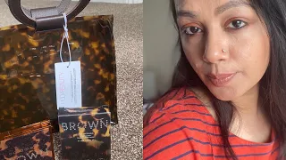 Huda beauty caramel brown palette and brown liquid lipstick set with swatches