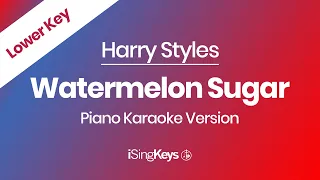 Watermelon Sugar - Harry Styles - Piano Karaoke Instrumental - Lower Key